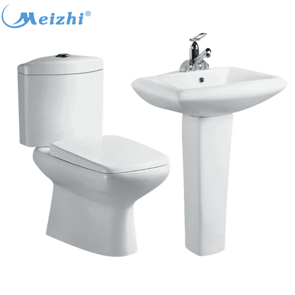 Bathroom set two piece water closet with basin