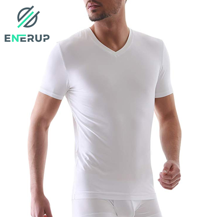 Enerup Custom Bamboo Cotton Fiber Men Undershirts Breathable Crew Neck Slim Fit Tees Short Sleeve Dry Fit T Shirts