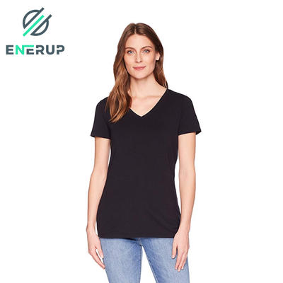 Enerup Women's Comfortable Modal Polyester and Cotton Polo Classic-Fit Short-Sleeve V-Neck Blank Sport T-Shirt