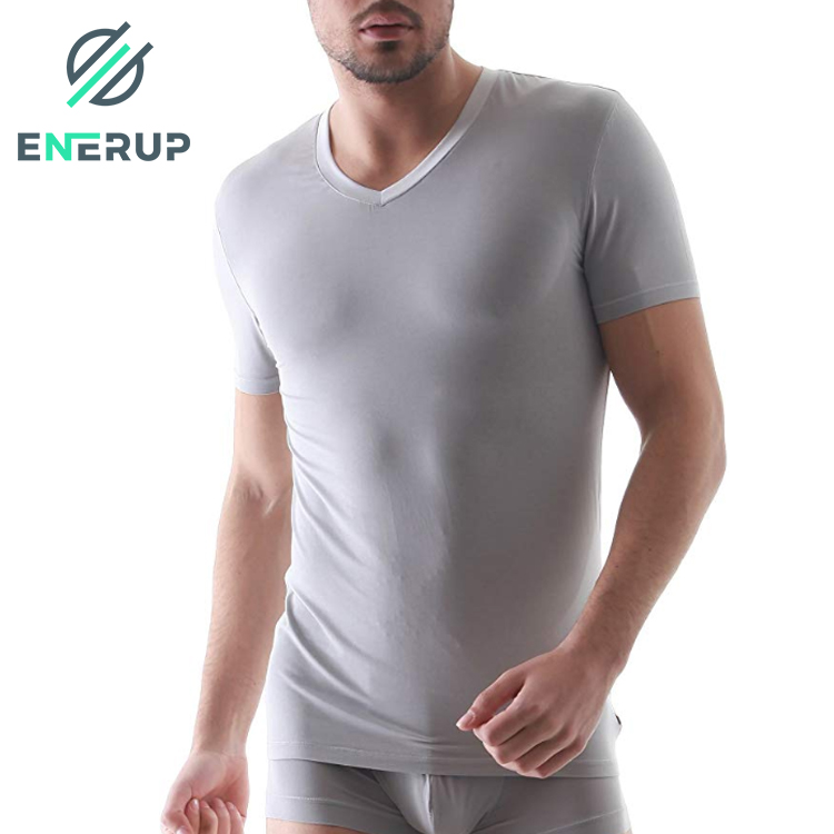 Enerup Bulk Cotton Spandex Lenzing Micro Modal Soft Comfy V-Neck Short Sleeve Undershirts Blank Sport T-shirt