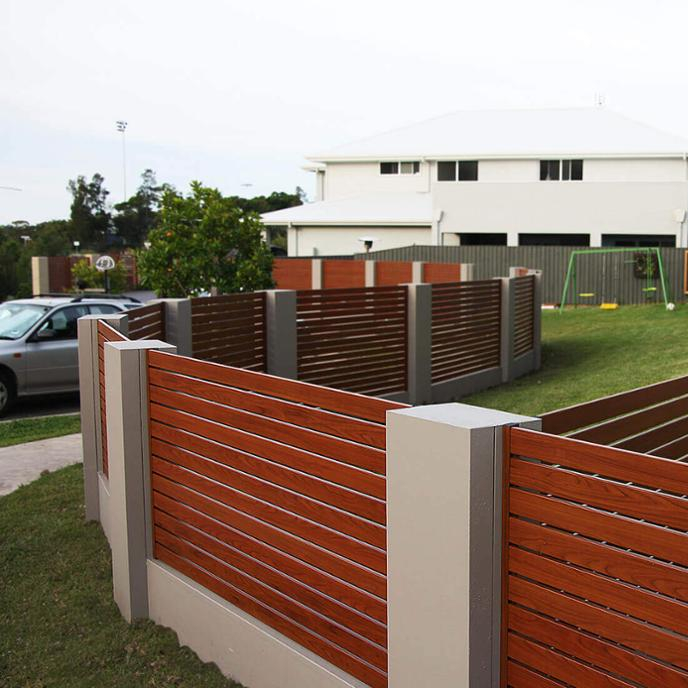 Timber look residential aluminiumprivacy fencing