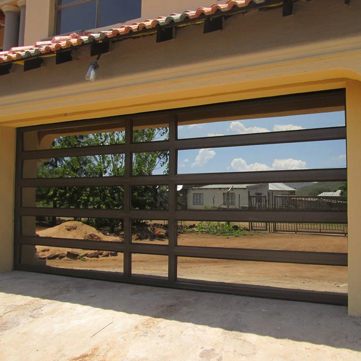 Full view glass aluminium panoramic perspective garage door