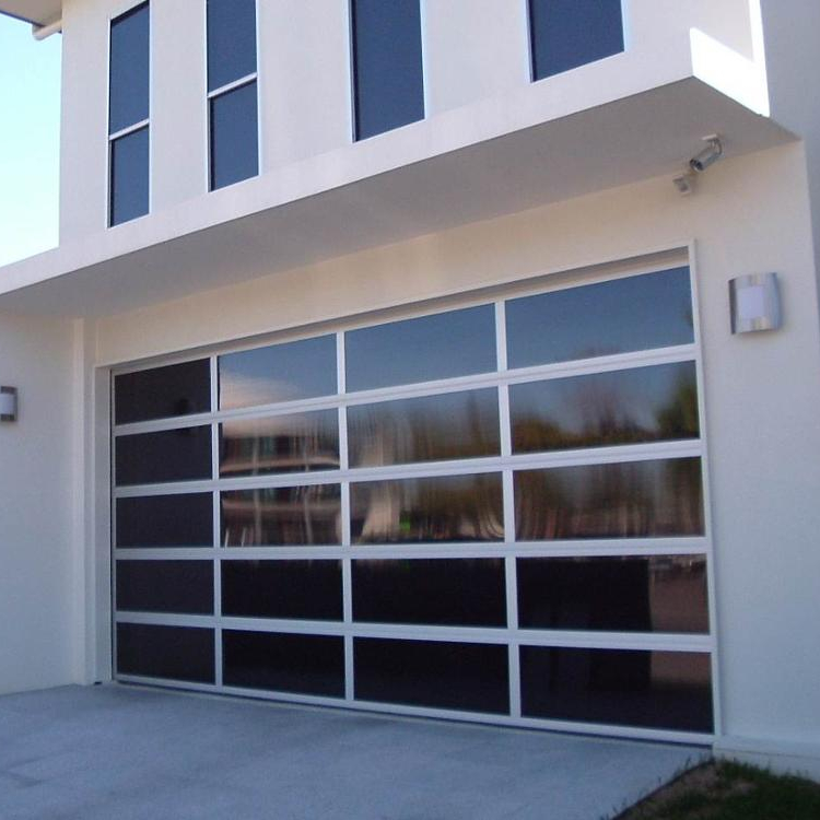 Full view modern anodized aluminumtempered glass garage door