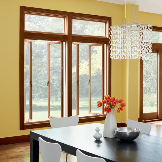 Thermal Break Aluminum Customized Wood Color Casement Window