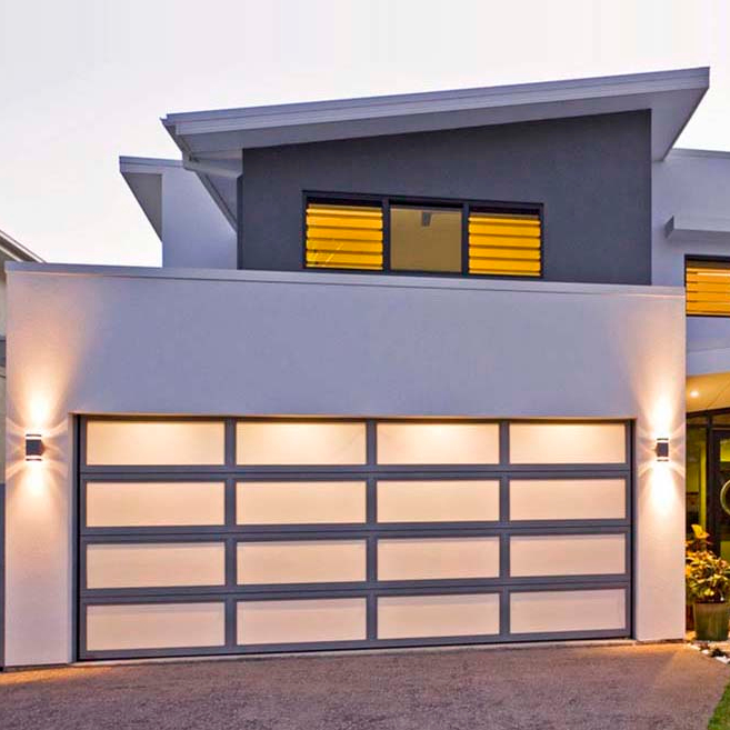 Custom size automatic full glazed panoramic overhead aluminium garage door