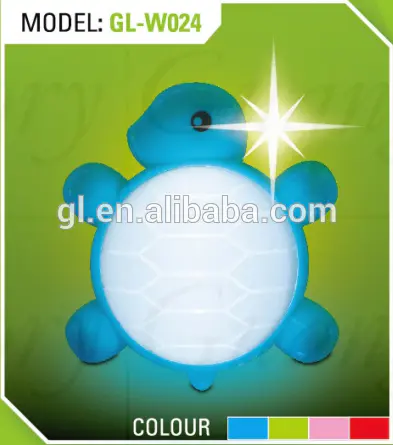 USB turtle shape LED mini switch plug in plastic night light with 0.6W and 110V or 220V W024