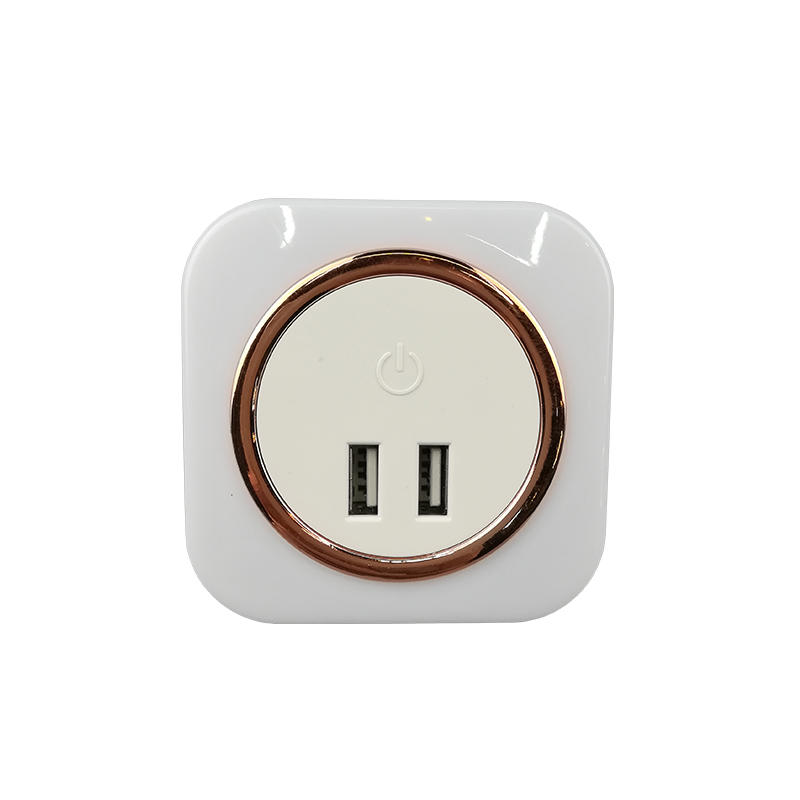 5V 2A Output Travel square Dimmer inductio LED Night Light dual USB Wall Plate for Fast Charger