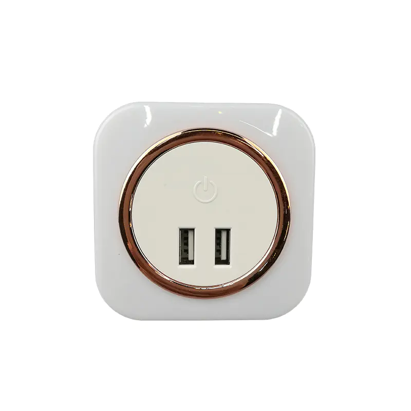5V 2A Output Travel square Dimmer inductio LED Night Light dual USB Wall Plate for Fast Charger