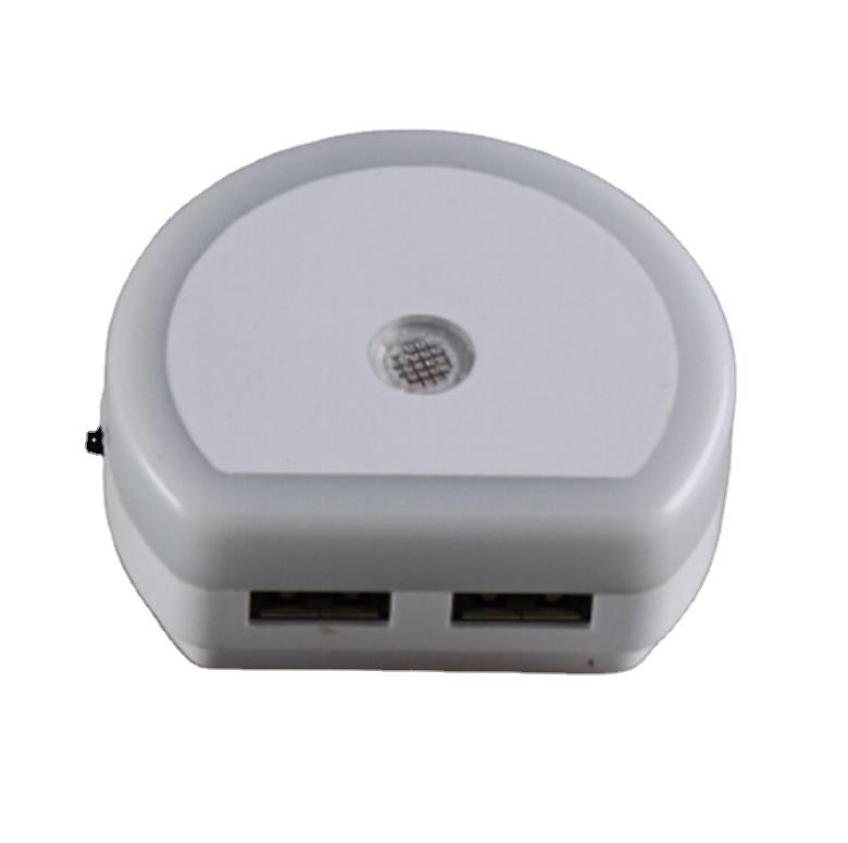 mini switch plug in Dual USB Night Light charger Lamp with Automatic Dusk to Dawn Sensor 0.6W AC 110V 220V USB02