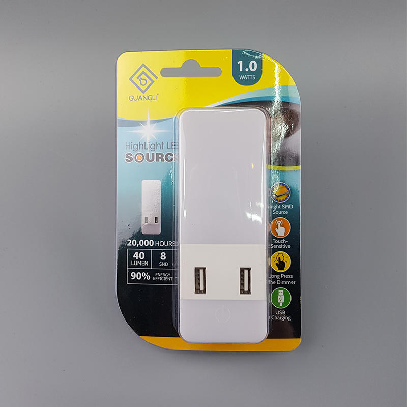 OEM LED Night Light dual USB Wall Plate for Fast Charger 5V 2A Touch Sensor Switch Function