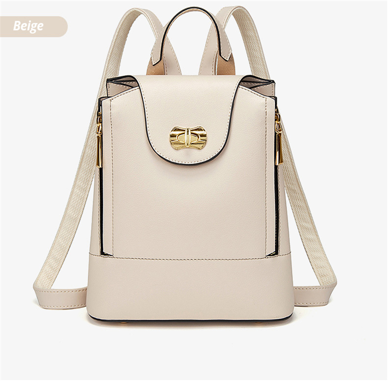 Women Backpack 2020 Fashion Daypack Solid Color PU Leather Bag Simple Style Casual Lady Bag All-match Female Bag