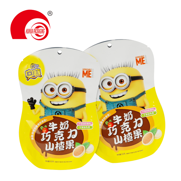 Customized Design Food Grade Special Shaped Candy Snack Plastic Packaging Bag with Hanging Hole