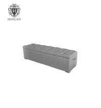 French Style Antique Wooden Linen Upholstery Tufted Blanket Box HL278
