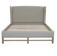 French style Antique Wooden Upholstered Fabric Bed HL092K