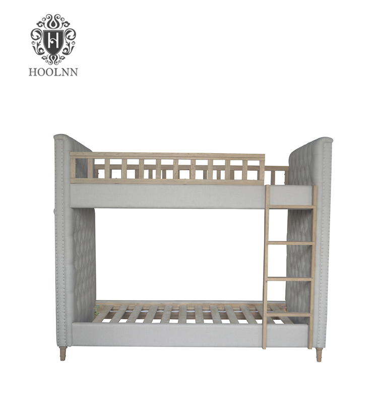 French Wooden Frame Linen Upholstery Bunk Bed HL0077