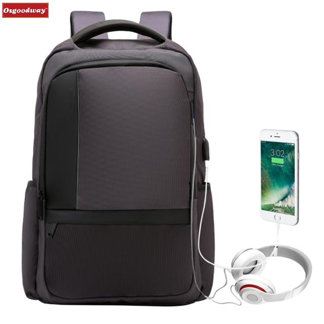 Osgoodway 15.6 In Slim Light-Weight Anti Theft Business Laptop Backpack with USB Port and Earphone Hole