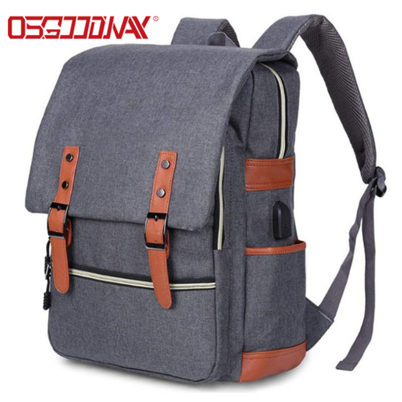 Osgoodway Waterproof Wholesale Custom Logo College Style Vintage Fashion Korean Travel Laptop Backpack for Business Campus