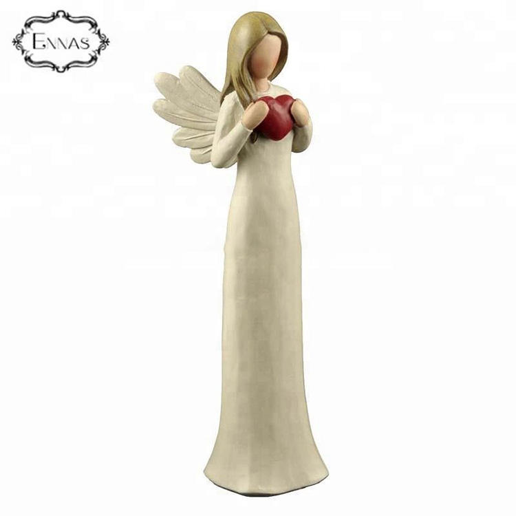 Resin Heart Mother Fairy Angel Figurine Resin Heart Fairy Angel