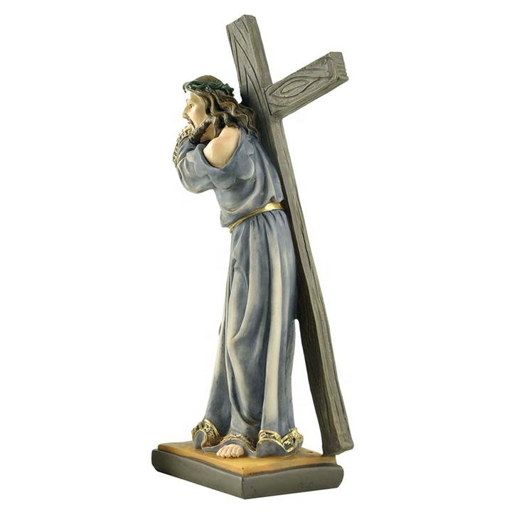 Clear Epoxy Resin Religious Carrying Cross Statues Jesus Crucifix Moulds Decor Of Catholic