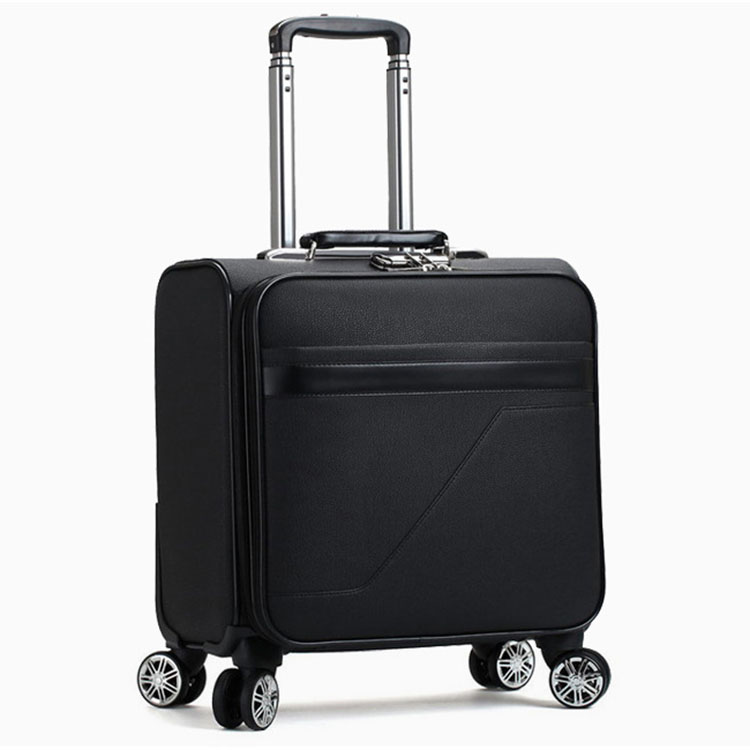 Custom Leather Travel Luggage Real Leather Trolley Suitcase For Business Trip