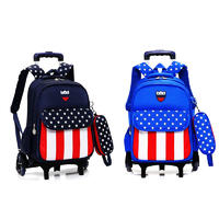 2020 Customized School Student Detachable bag Trolley Backpack with Wheels