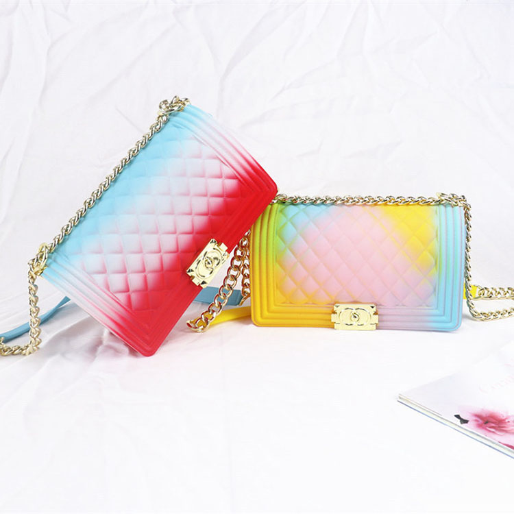 New Design Candy Color Jelly Bag Purses Waterproof PVC Lady Handbag For Woman