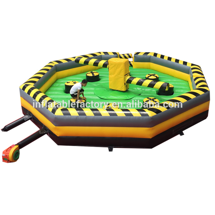 challenge inflatable wipe out meltdown game with rotative machine