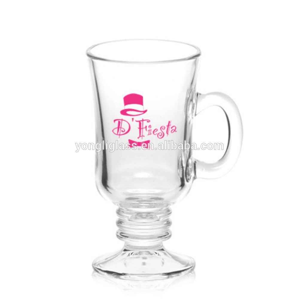 Wholesale glassware suppliers Irish Glass Mug, Coffee Glass Cup with Handlefor Hotel Restaurant