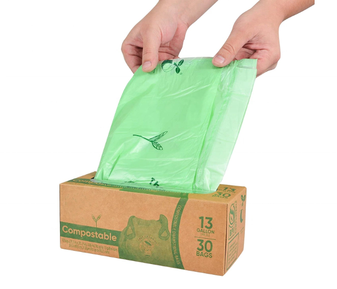 Eco-friendly 100% biodegradable Drawstring Trash Bags Compostable Trash Can Liners