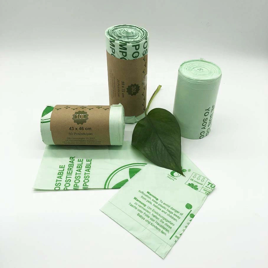 Custom 100% Biodegradable and compostable Environment-Friendly Plastic Garbage Bags