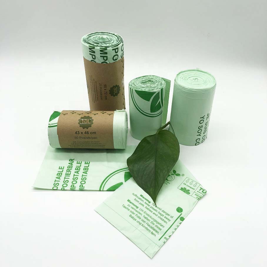 100% Biodegradable 100% Compostable PLA biodegradable Garbage Bags EN13432 certified TUV AVUSTRIA CERTIFICATED