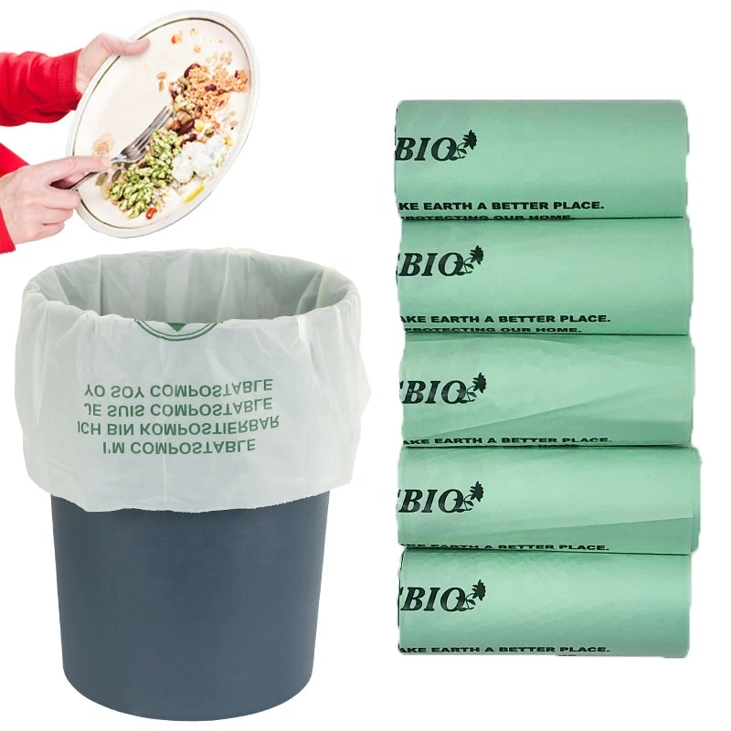 pla en13432 corn starch based plastic bag wholesale biodegradable garbage bag 100% compostable bags on roll