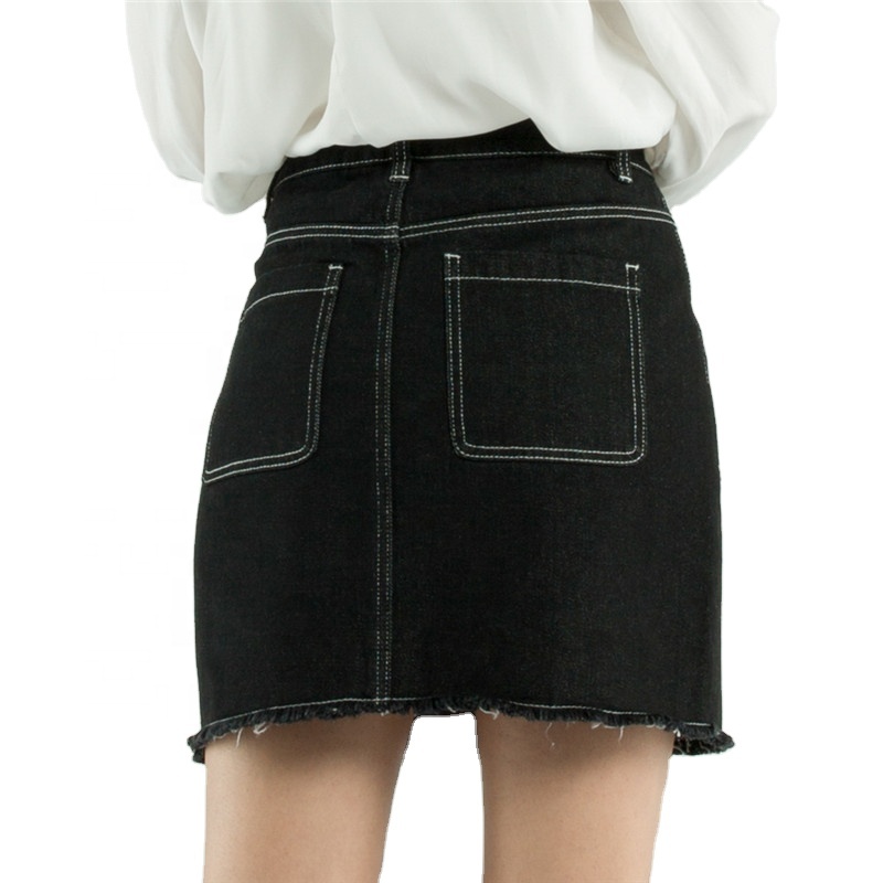new design black skirt a line mini sexy pockets skirts denim