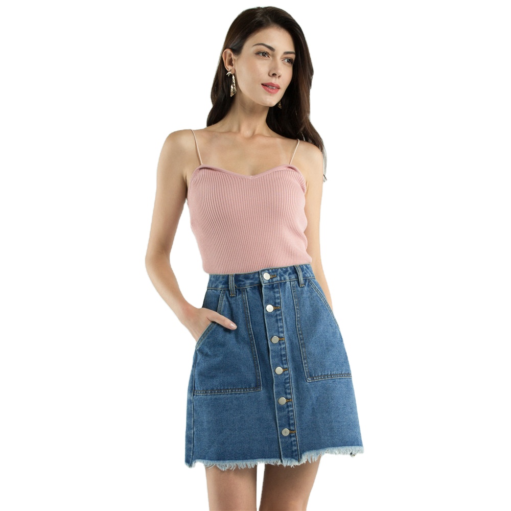 Spring CasualPlus Size Cotton Denim SkirtsFemmeSlim A-line Midi Skirt For Ladies Women