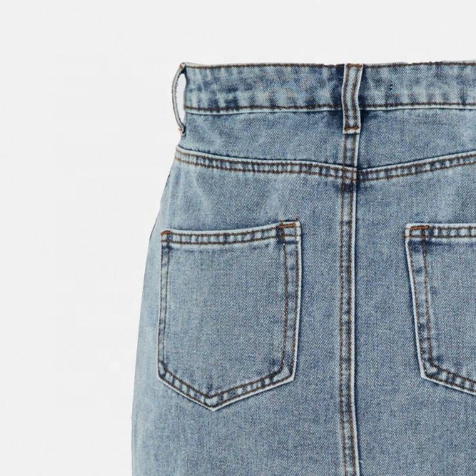 2020 wholesale popular summer denim skirts destroyed ruffle blue mini skirts