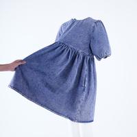 SKYKINGDOM new fashion women dress fall crew neck fit & loose cotton blue short denim dress