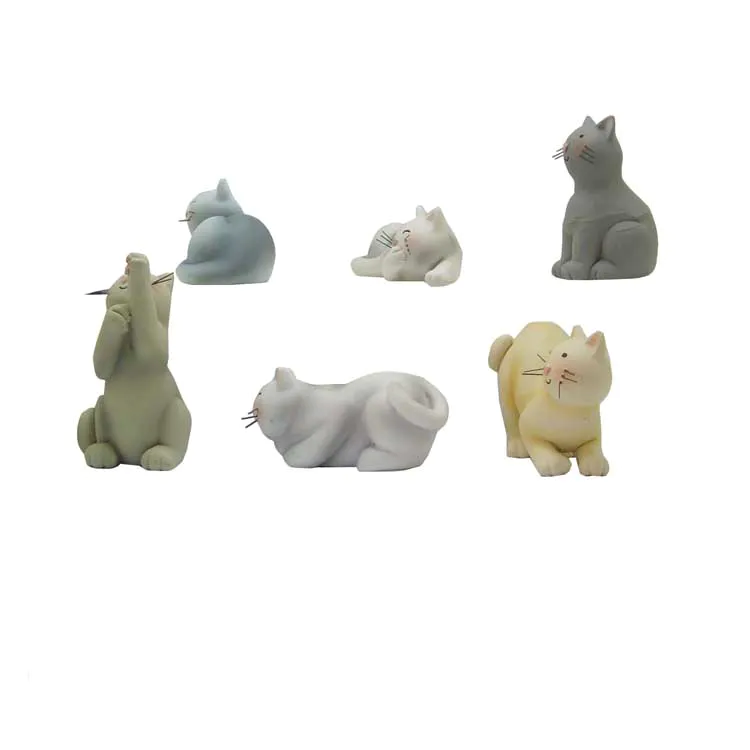 Fashion creative craft cute animal toy 6 pieces / set of playful cat figurines suit