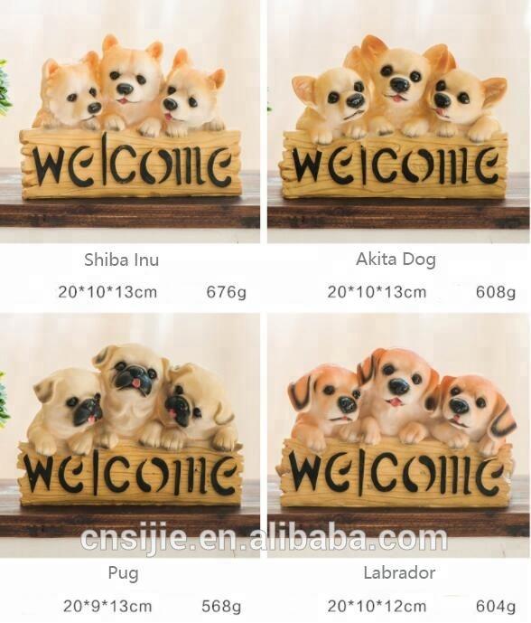 Lovely welcome dog statue resin garden decoration home dog figures
