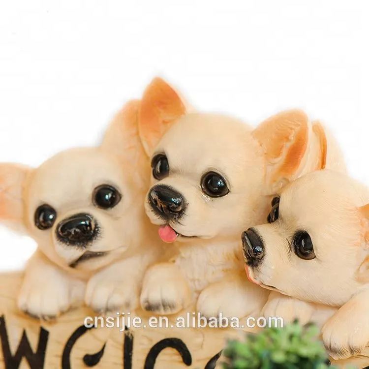 Lovely welcome dog statue resin garden decoration home dog figures