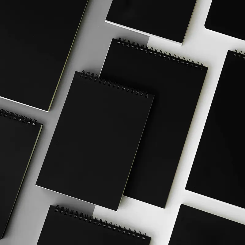 Custom logo black kraft cover spiral notebook mini size notepad note book