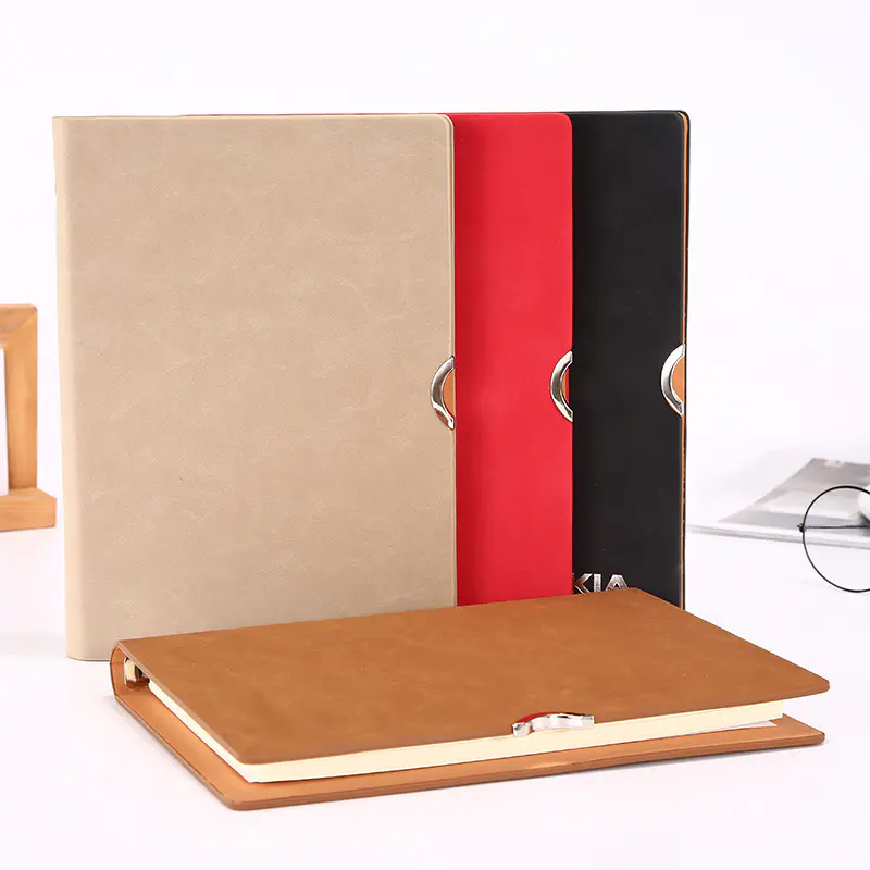 High end business notebook customized logo hardcover Notepad set imitation leather office meeting minutes notebook