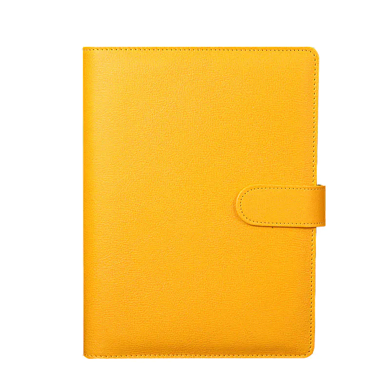 Custom pu leather cover notebook a5 binder logo lined notebook