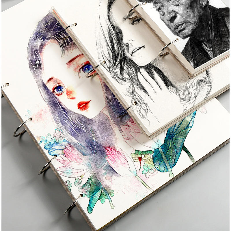 product-Dezheng-New Design Watercolor Sketch Notebook Custom Loose Leaf Binding Book Student Painter-1