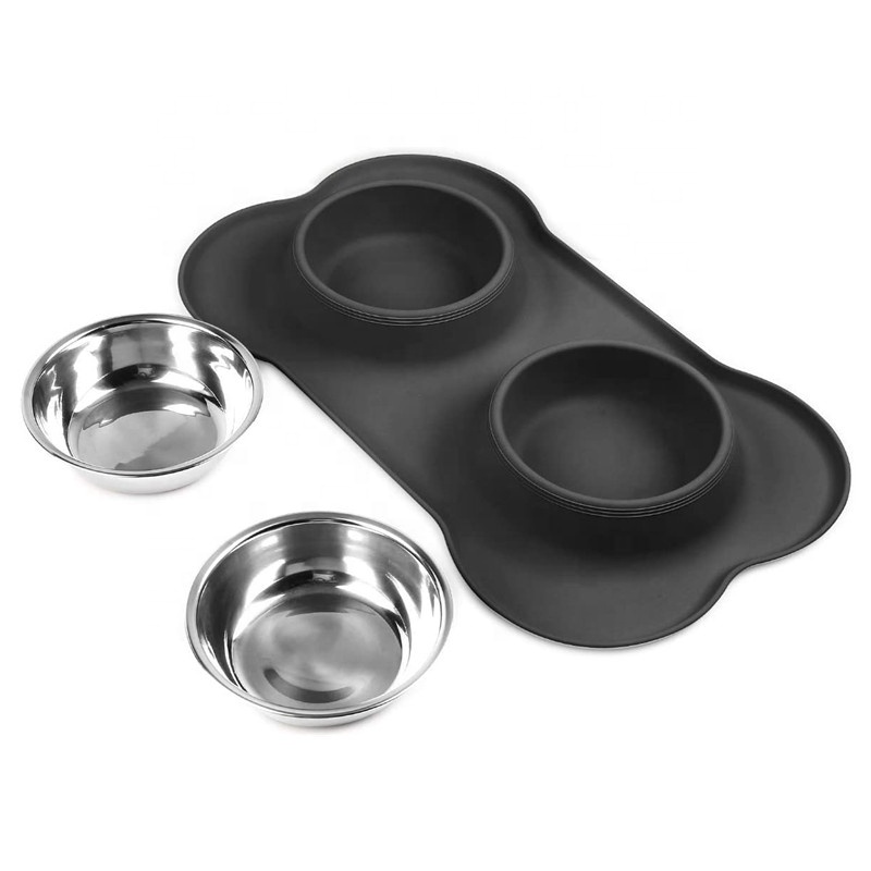 Silicone Mat for Pets stainless steel food tray plate pet bowl