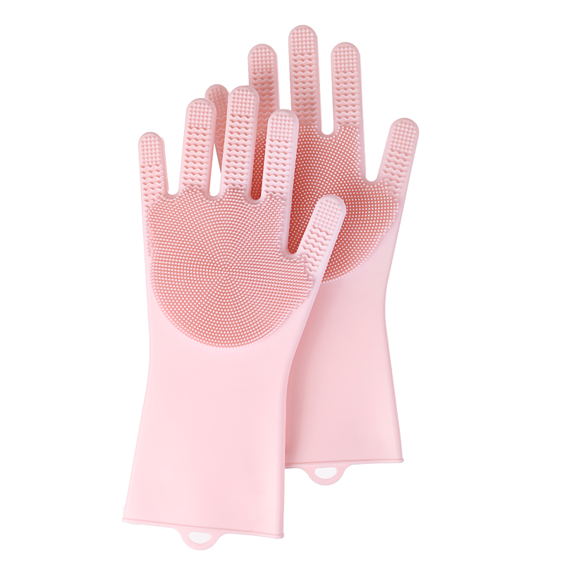 thin waterproof heat resistant kitchen reusable cleaning brush silicone dishwashing gloves