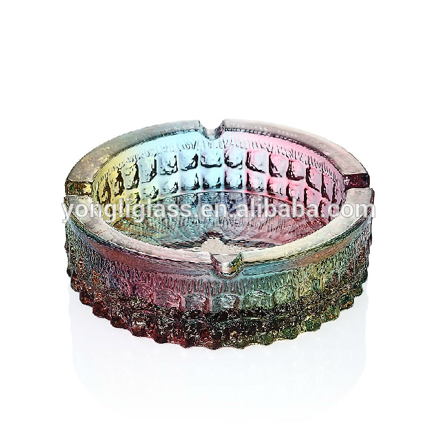 Stylish rainbow color crystal ashtray, cheap glass ashtray home decoration pieces with top quality