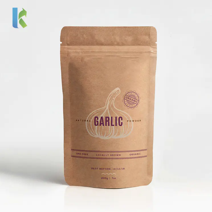 wholesale customlized logo printing kraft paper bag with zipper for food