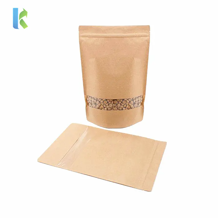 Custom Printed Food Moisture Barrier Bags Packaging Sealing Kraft Paper Ziplock Bag Doypack Stand Up Pouch With Clear Window