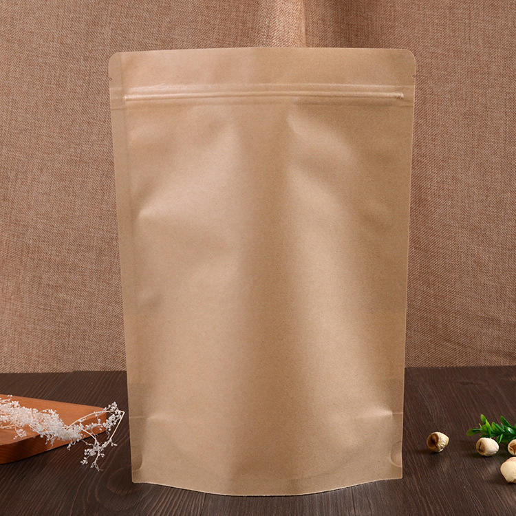 Wholesale Laminating Kraft Paper Stand Up PouchZip Lock Bag With Frosted Window