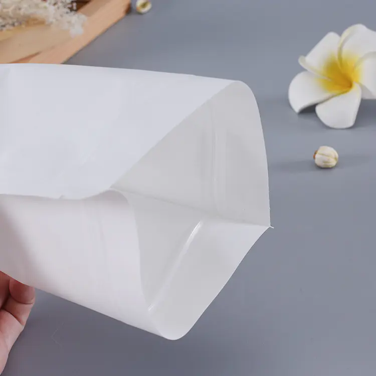 Wholesale Custom Doypack Stand Up White Kraft Paper Food Packaging Bag with Clear Window
